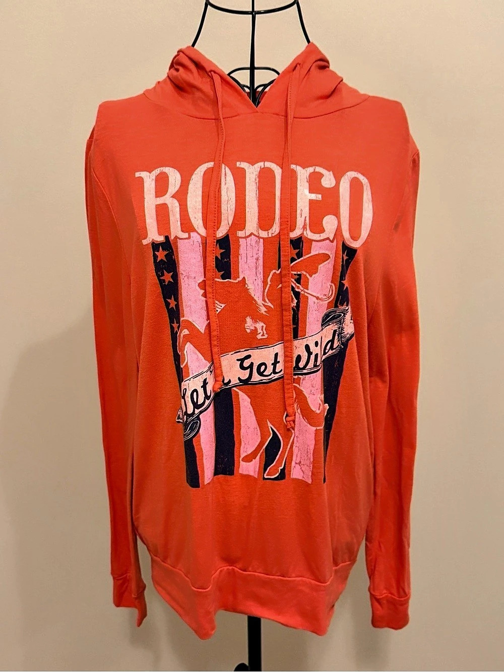 Woman's Sugar High Lightweight Hooded Pink Coastal Cowgirl Western Rodeo Shirt M